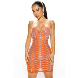 Sexy sling, hot drill, bubble bead nightclub party dress