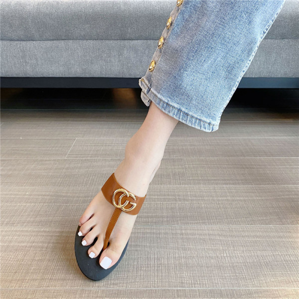 Casual and fashionable flat bottomed flip flops for women's shoes Fashion toe sandals