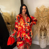 Multi color personalized print of fashionable women's dress with drawcord at the bottom