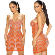 Sexy sling, hot drill, bubble bead nightclub party dress