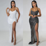 Sexy sling hot drill dress