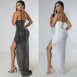 Sexy sling hot drill dress