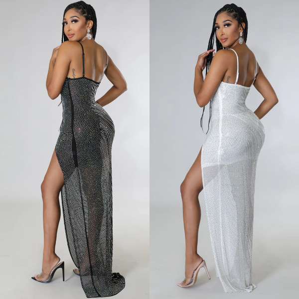 Sexy sling hot drill dress
