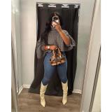 Shawl loose fashion personality short sweater top