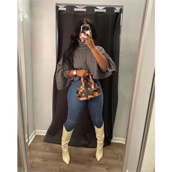 Shawl loose fashion personality short sweater top