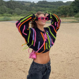 Street shot fashion knitwear color matching tassels casual sweater