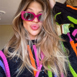 Street shot fashion knitwear color matching tassels casual sweater