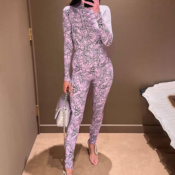 Fashion stand collar slim fitting T-shirt sexy tights suit
