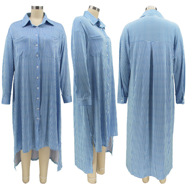 Shirt Dress Textured Shirt Large Women's Split Dress