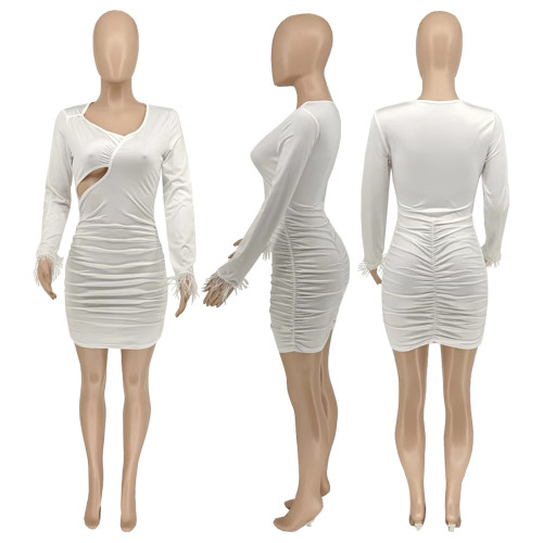 Women's fashion casual irregular solid color skirt