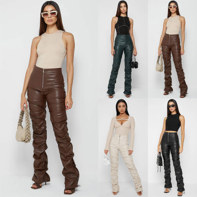 Fashion tight PU leather trousers for autumn and winter