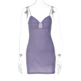 Women's sexy temperament, celebrity style wrap chest splicing hollow bright silk sling dress