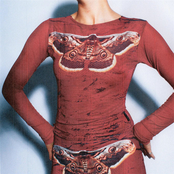 Fashion 3 Butterfly Print Long Sleeve Slim Wrap Hip Dress Set