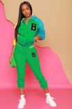 Fashion snap thread letter hooded suit