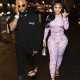 Fashion stand collar slim fitting T-shirt sexy tights suit