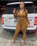 Solid color pit strip irregular strap tight sexy two-piece suit