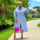Shirt Dress Textured Shirt Large Women's Split Dress