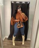 Shawl loose fashion personality short sweater top