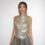 Nightclub Fashion Personality Spice Girl Hat Pile Neck Vest Two Piece Set