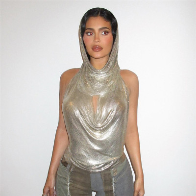 Nightclub Fashion Personality Spice Girl Hat Pile Neck Vest Two Piece Set