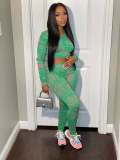 Fashion casual printing high elastic sports two-piece set