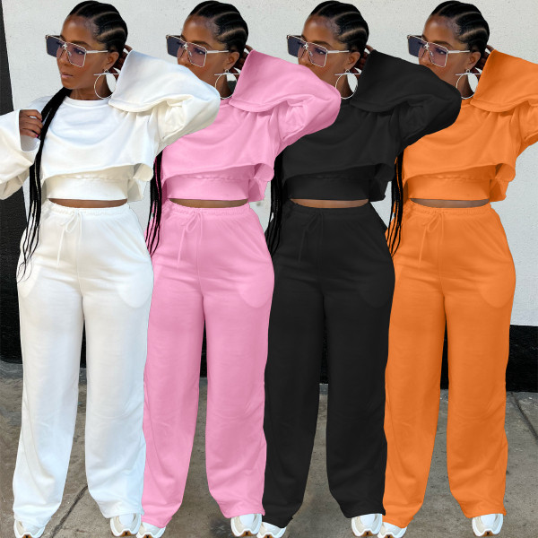 Women's solid casual vest round neck flared sleeve wide leg pants three piece set