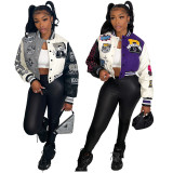 Positional printed press button panel threaded bomber suit
