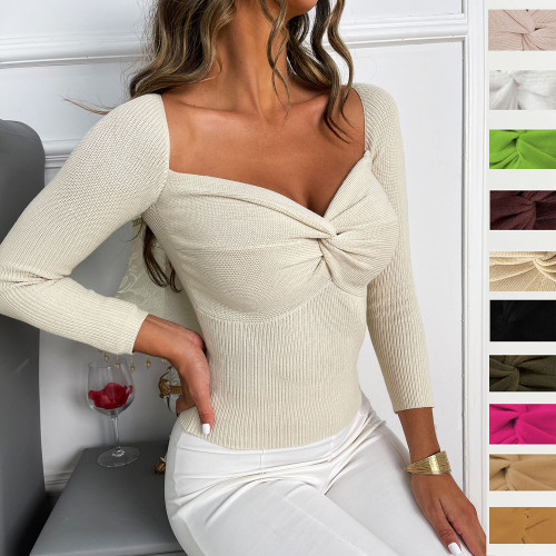 Cross chest long sleeve temperament sweater