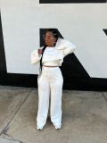 Women's solid casual vest round neck flared sleeve wide leg pants three piece set