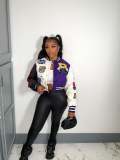Positional printed press button panel threaded bomber suit