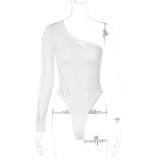 Fashion Burn Flower Sexy One Sleeve Sexy Fried Street Bodysuit
