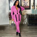 Women's autumn and winter new suit High elastic characteristic zipper fashion strap two-piece set