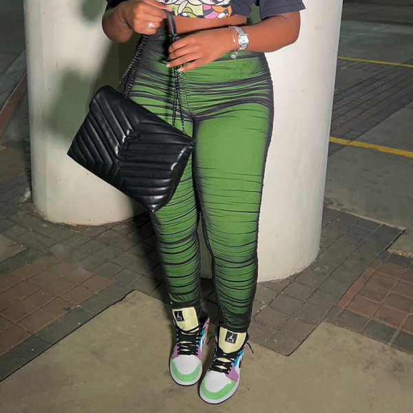 Fashion mesh patchwork double-layer tight bottomed casual trousers