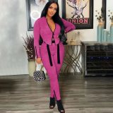 Women's autumn and winter new suit High elastic characteristic zipper fashion strap two-piece set