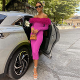 Personality fur collar one shoulder sexy wrap hip bodice long sleeve dress