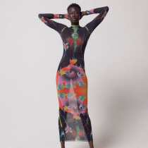 Personalized animal print sexy high waist hip lift dress