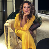 Fashion Deep V Slim Long Sleeve Slim Sexy Dress