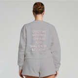 Women's fashionable sweater suit fashion letter offset high-grade cotton 2-piece set