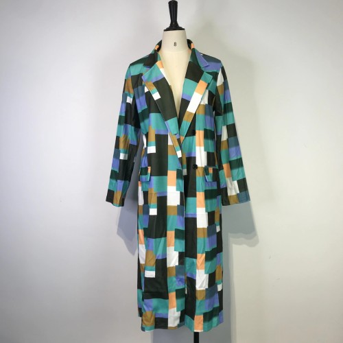 Colorful woolen coat Fashion lapel one-sided nylon coat