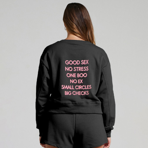 Women's fashionable sweater suit fashion letter offset high-grade cotton 2-piece set