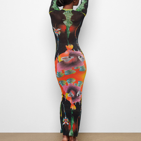 Personalized animal print sexy high waist hip lift dress