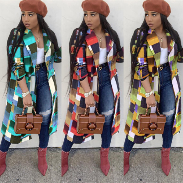 Colorful woolen coat Fashion lapel one-sided nylon coat