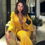 Fashion Deep V Slim Long Sleeve Slim Sexy Dress