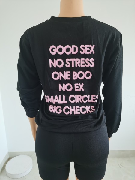 Women's fashionable sweater suit fashion letter offset high-grade cotton 2-piece set