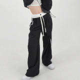 Women's fashion brand fashion street photos new color contrast ribbon drawstring casual pants
