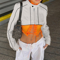 Personalized street fashion motorcycle style cool short jacket top