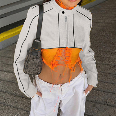 Personalized street fashion motorcycle style cool short jacket top