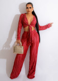 Autumn winter jacket lace up pleated sexy casual suit