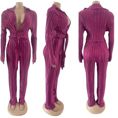 Autumn winter jacket lace up pleated sexy casual suit