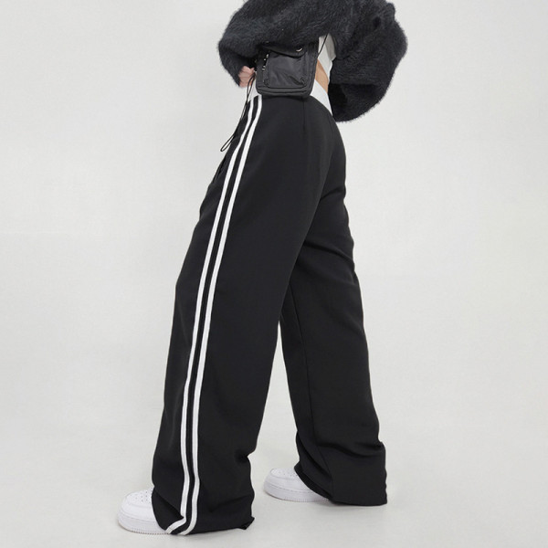 Women's fashion brand fashion street photos new color contrast ribbon drawstring casual pants